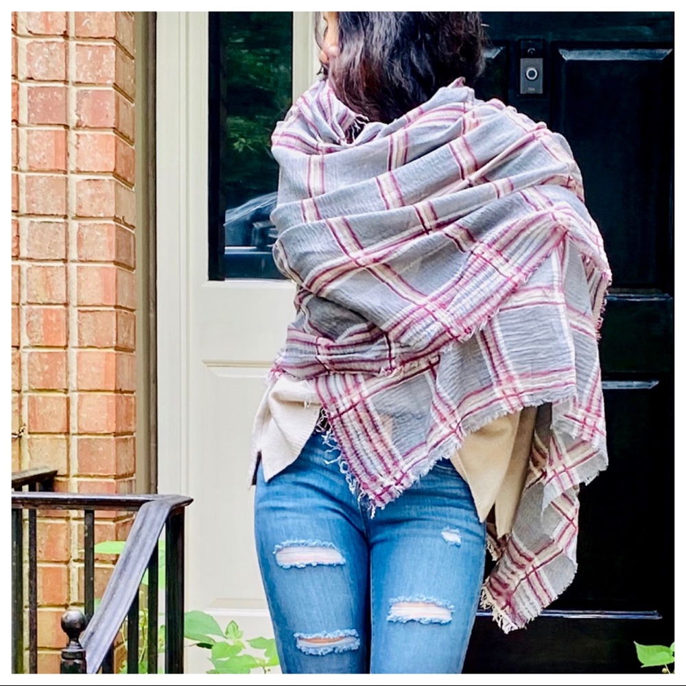 ABSOLUTELY FABULOUS PLAID PRINT SCARF/SHAWL - Picture 2 of 6